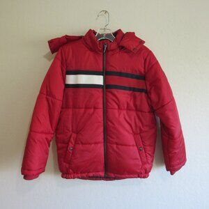 TOMMY HILFIGER Red L 14/16 Hooded Signature Insulated Parka Puffer Jacket